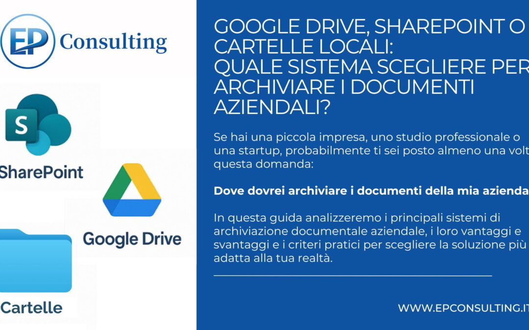 Google Drive, SharePoint o cartelle locali: quale sistema scegliere per archiviare i documenti aziendali?