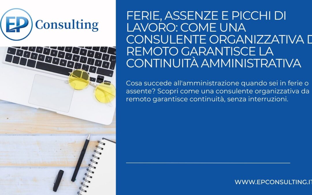 Consulente organizzativa da remoto che gestisce l'amministrazione aziendale durante un periodo di ferie